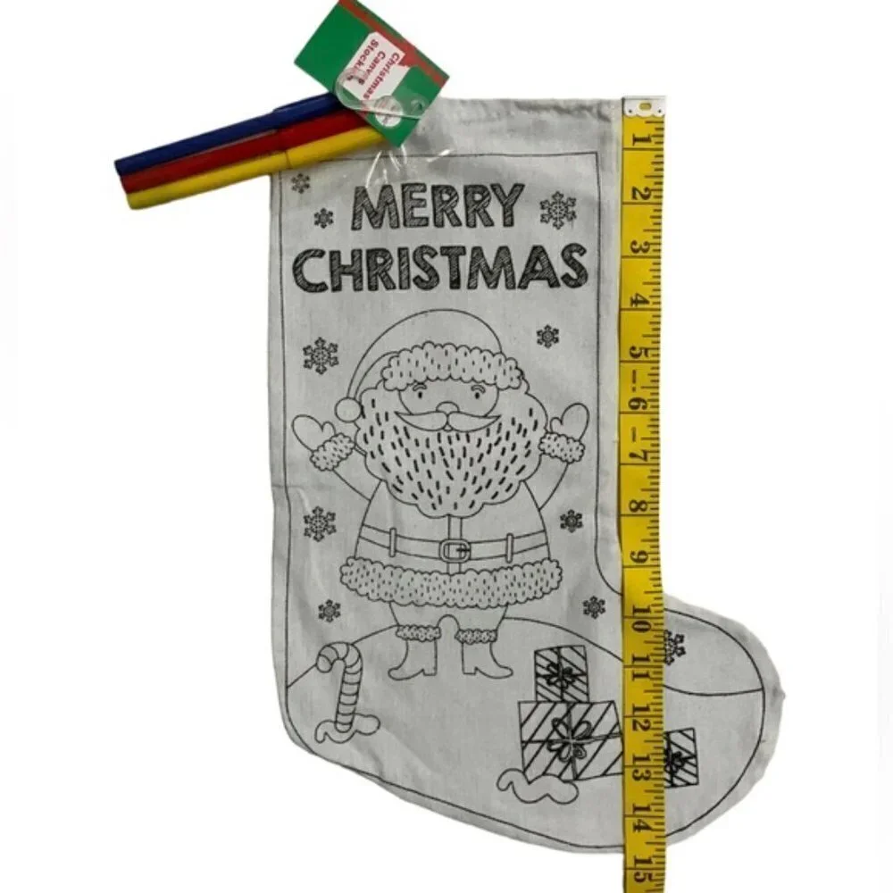 Christmas Stocking Color Your Own Canvas Fabric Stocking With Markers 15 inches